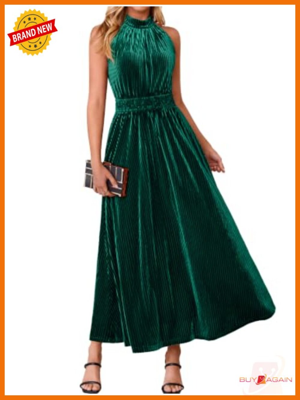 Simplee Velvet Halter Maxi Dress Semi Formal Wedding Guest